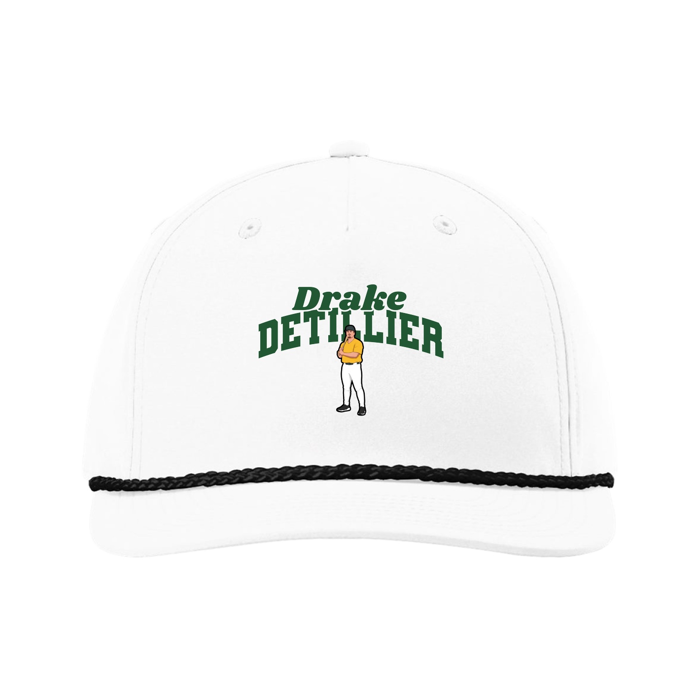 Five-Panel Classic Rope Cap — Signature Arch in White