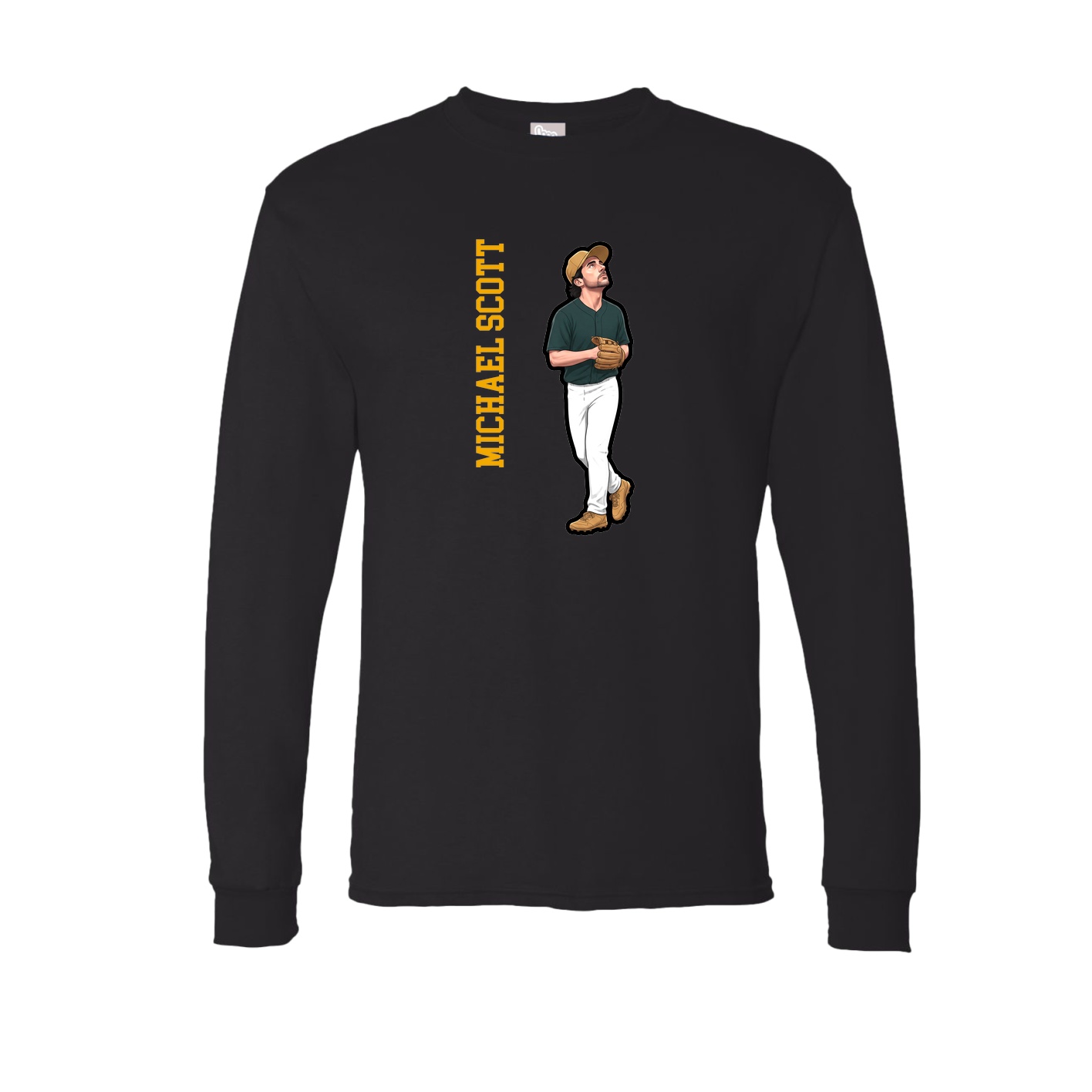 Long Sleeve Tee — Name Vertical in Black