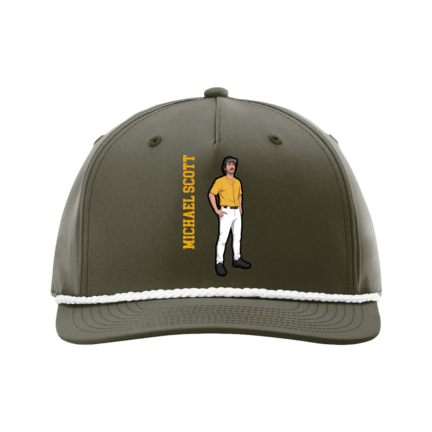 Five-Panel Classic Rope Cap — Name Vertical in Green
