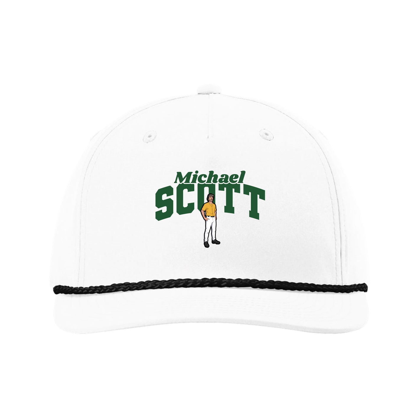 Five-Panel Classic Rope Cap — Signature Arch in White