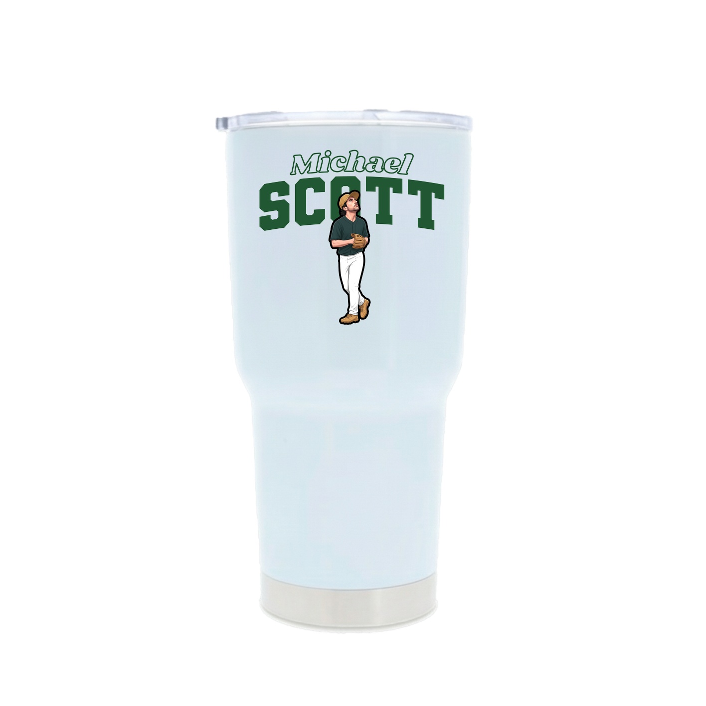 30oz Stainless Steel Tumbler — Name Arch in White