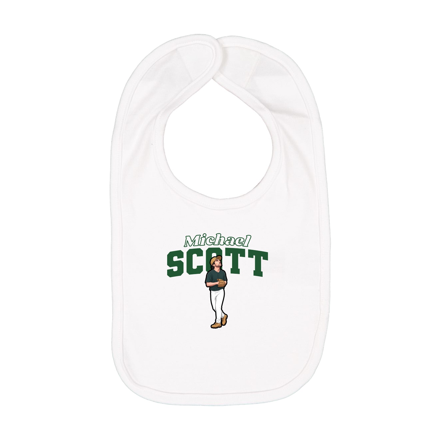 Infant Bib — Name Arch in White