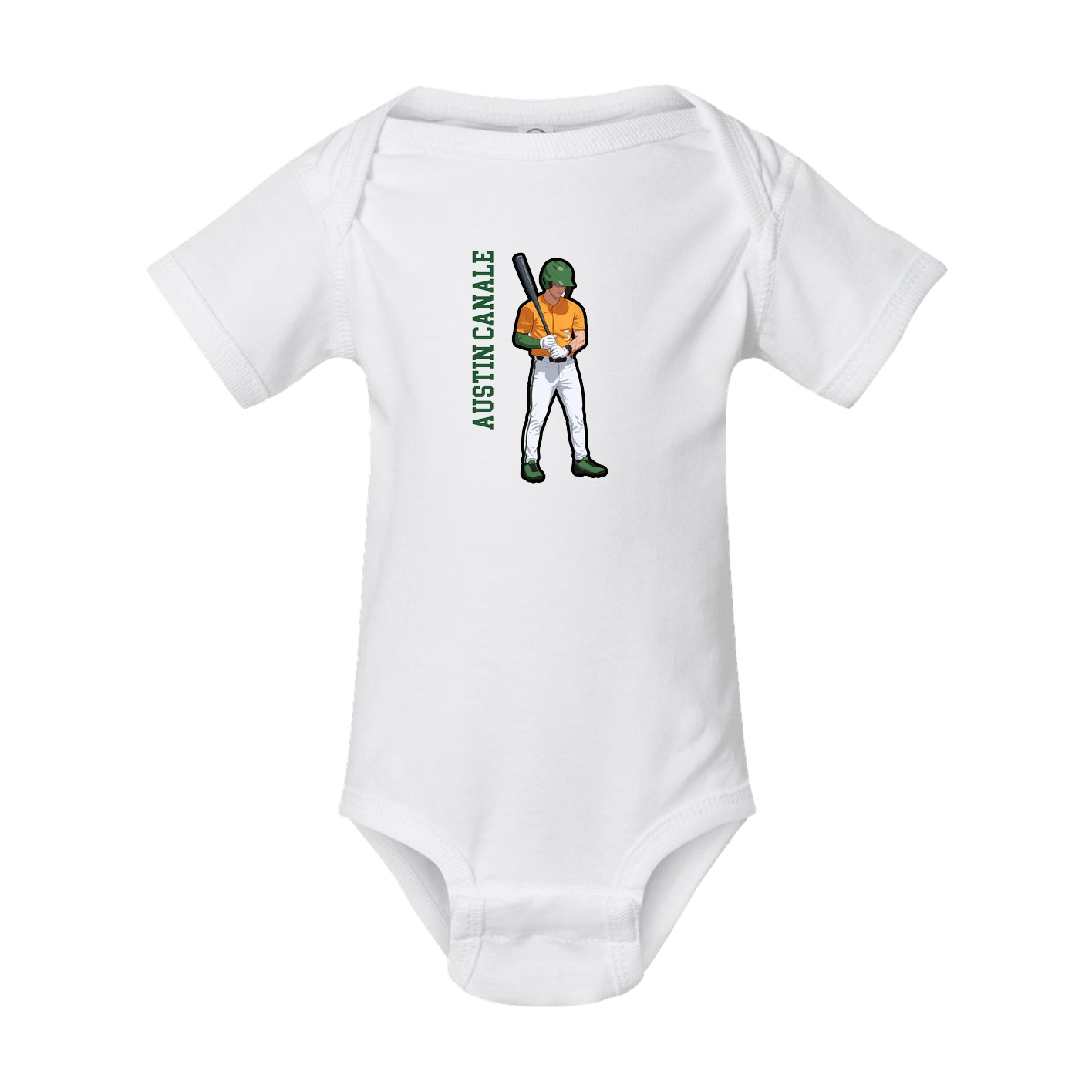 Baby Onesie — Name Vertical in White