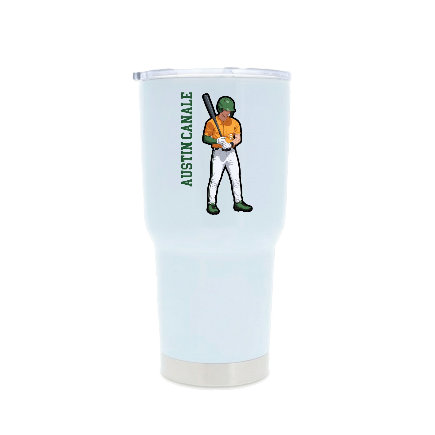 30oz Stainless Steel Tumbler — Name Vertical in White