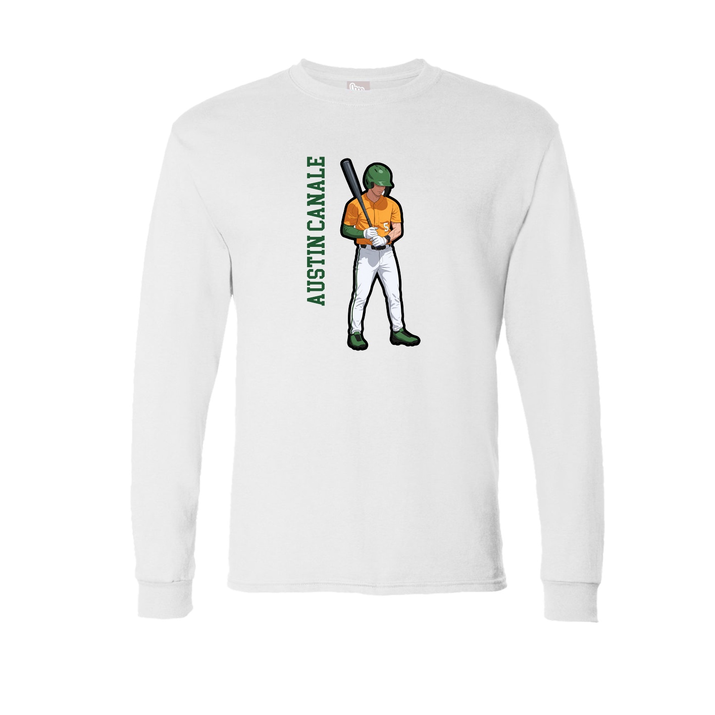 Long Sleeve Tee — Name Vertical in White