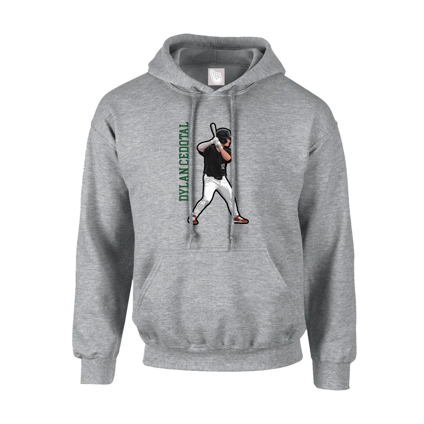 Youth Hoodie — Name Vertical in Grey
