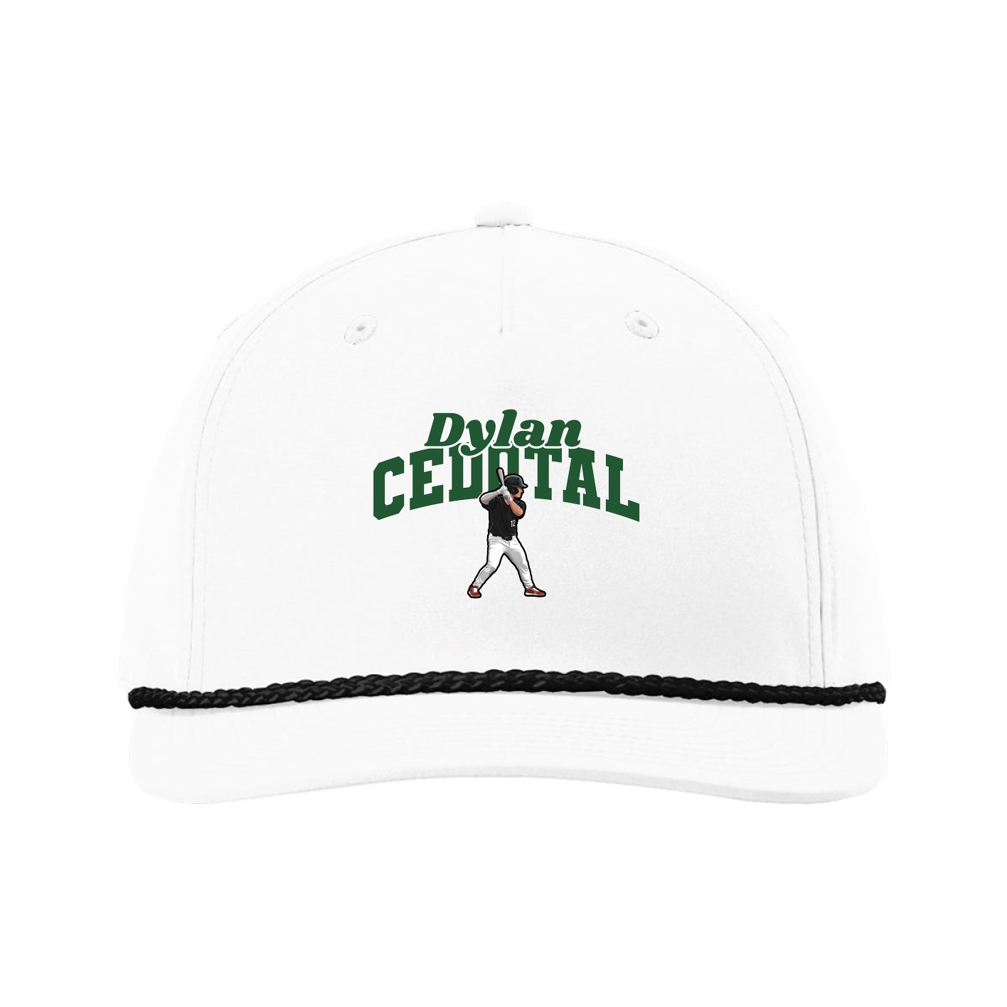Five-Panel Classic Rope Cap — Signature Arch in White