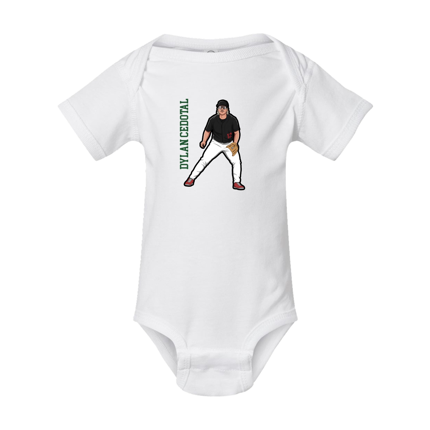 Baby Onesie — Name Vertical in White