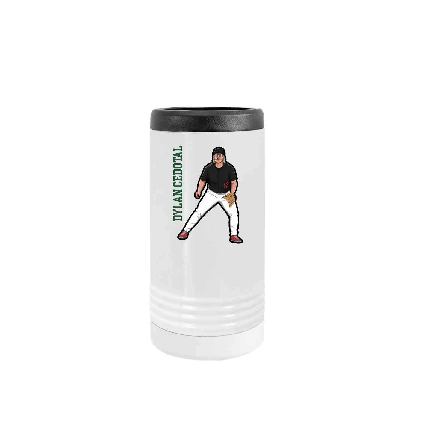 Slim Beverage Holder — Name Vertical in White