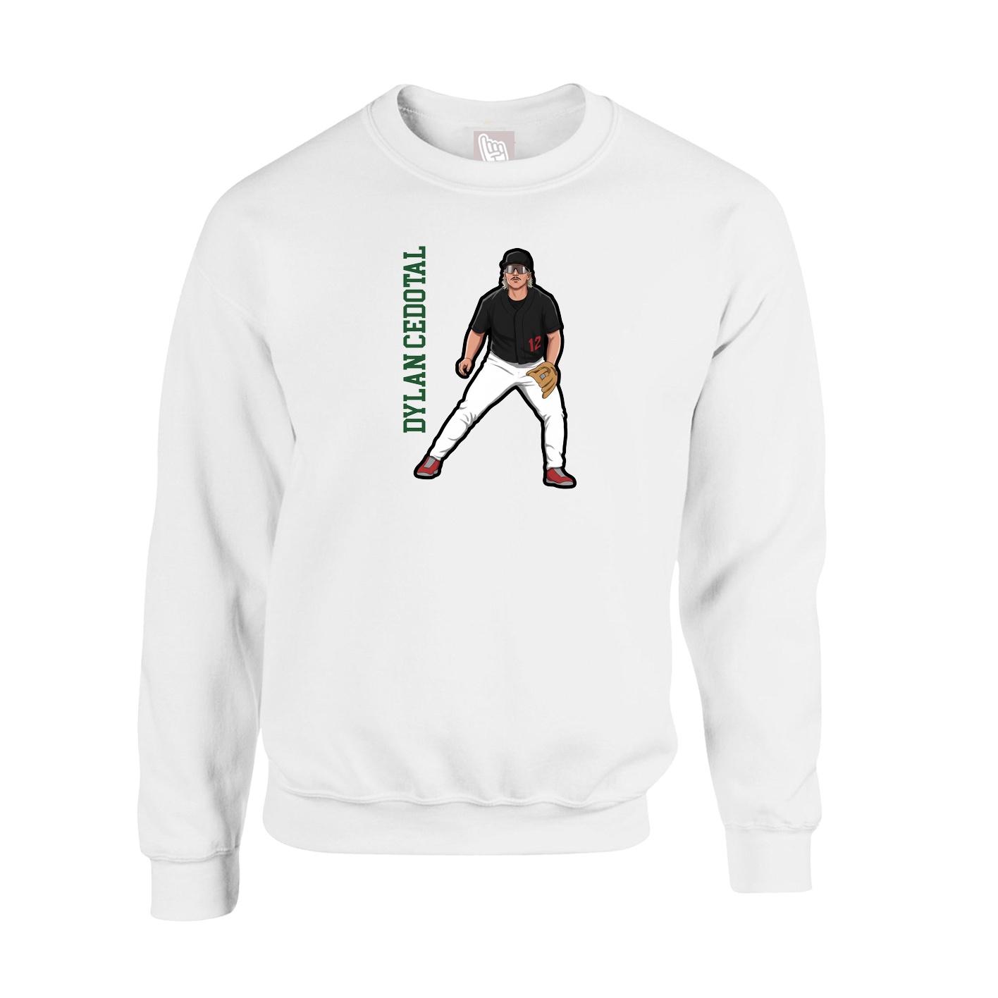 Fleece Crew — Name Vertical in White