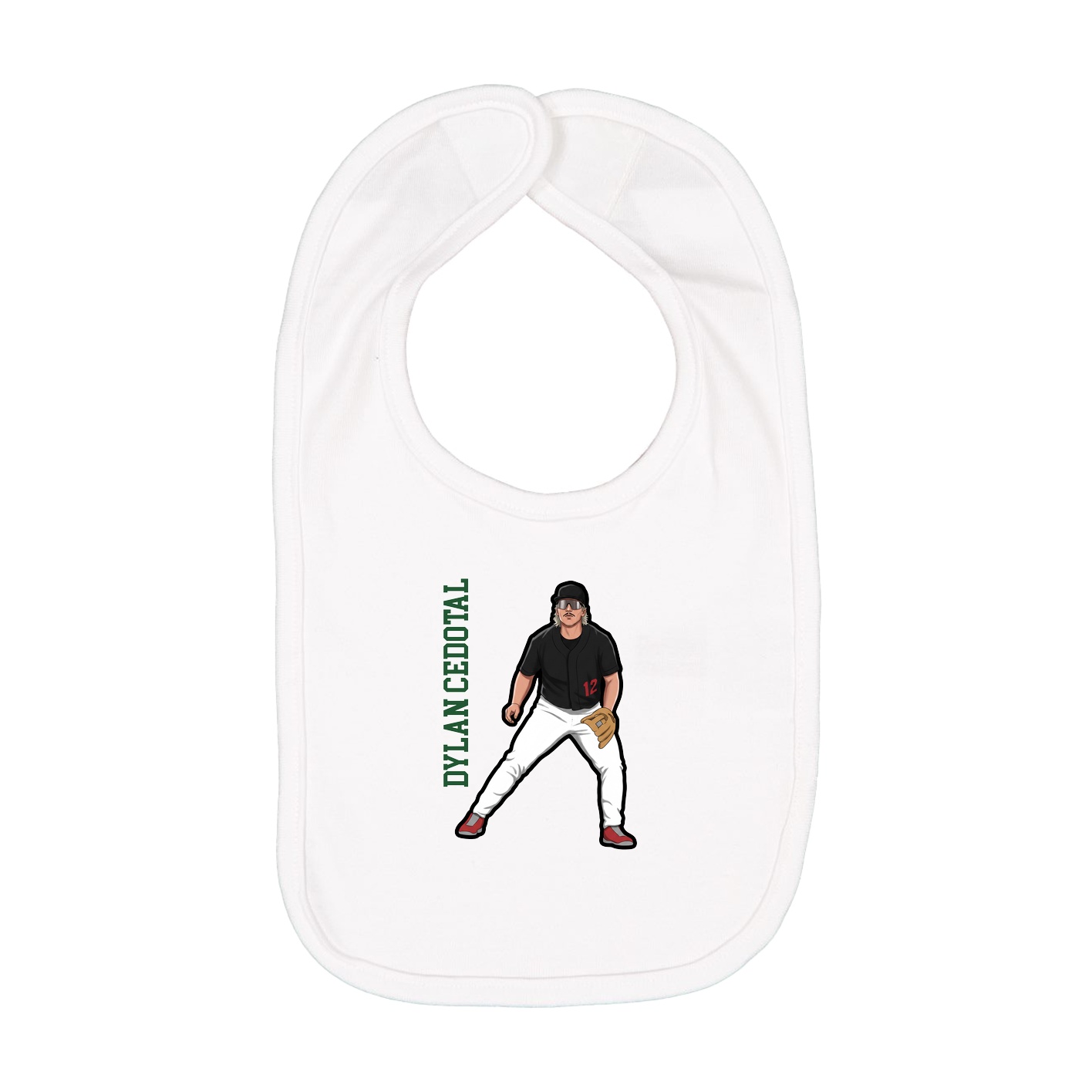 Infant Bib — Name Vertical in White
