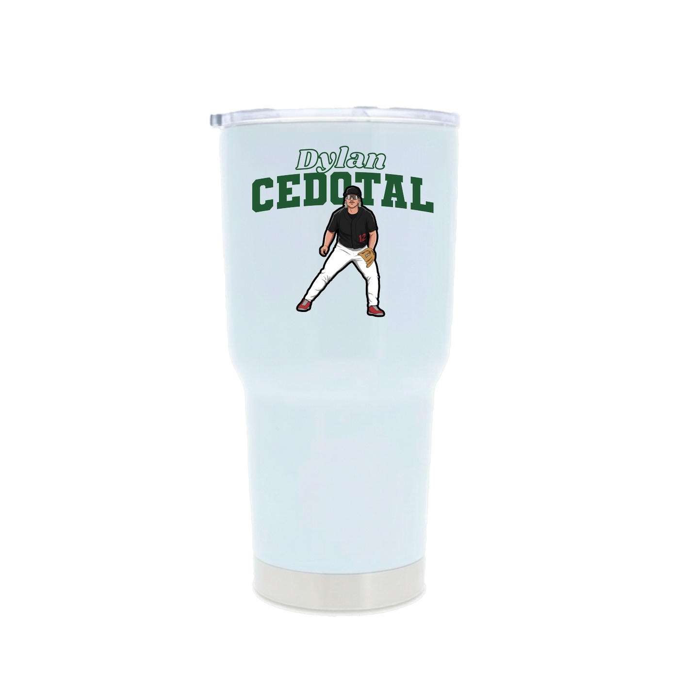 30oz Stainless Steel Tumbler — Name Arch in White