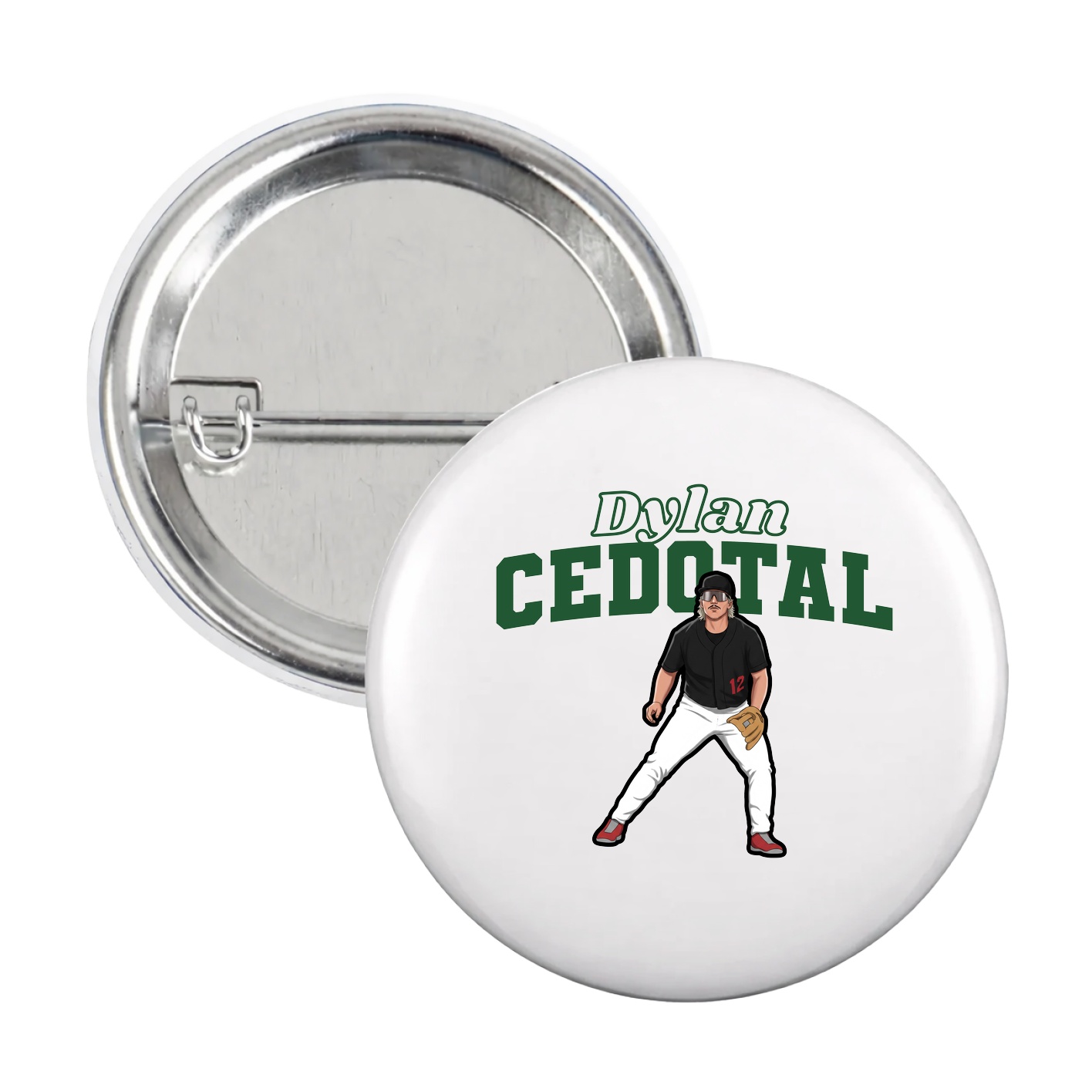 Game Day Button — Name Arch in White