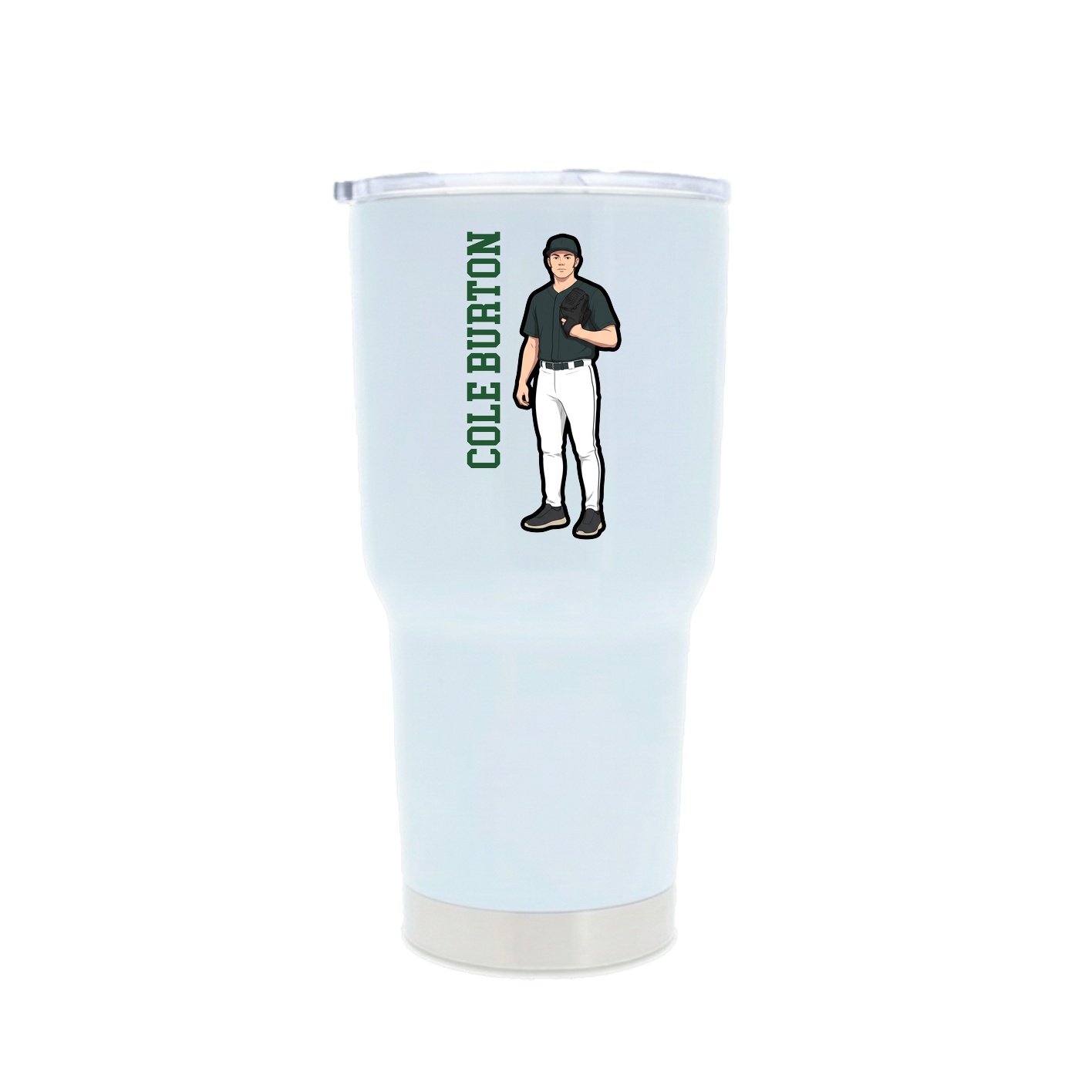 30oz Stainless Steel Tumbler — Name Vertical in White