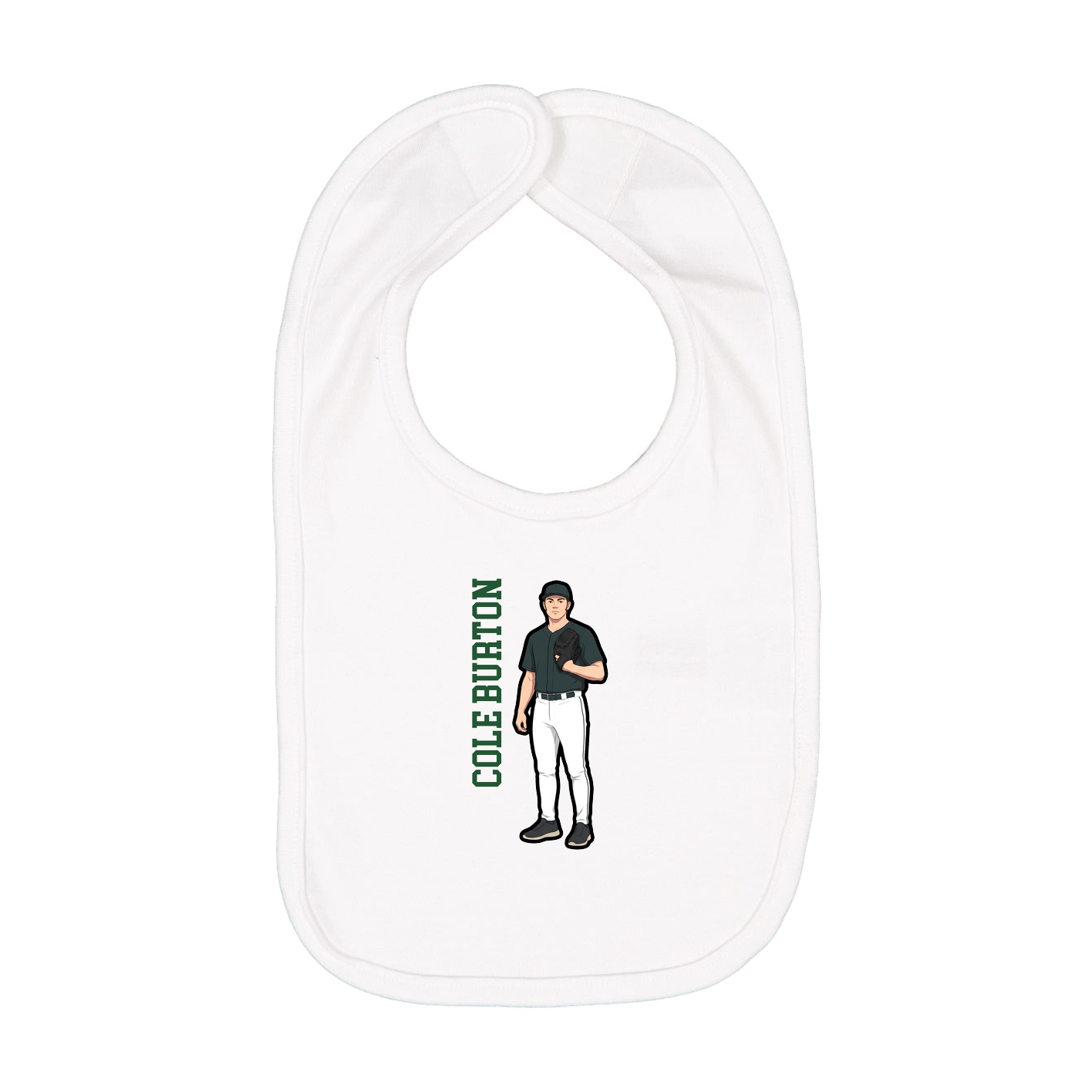 Infant Bib — Name Vertical in White
