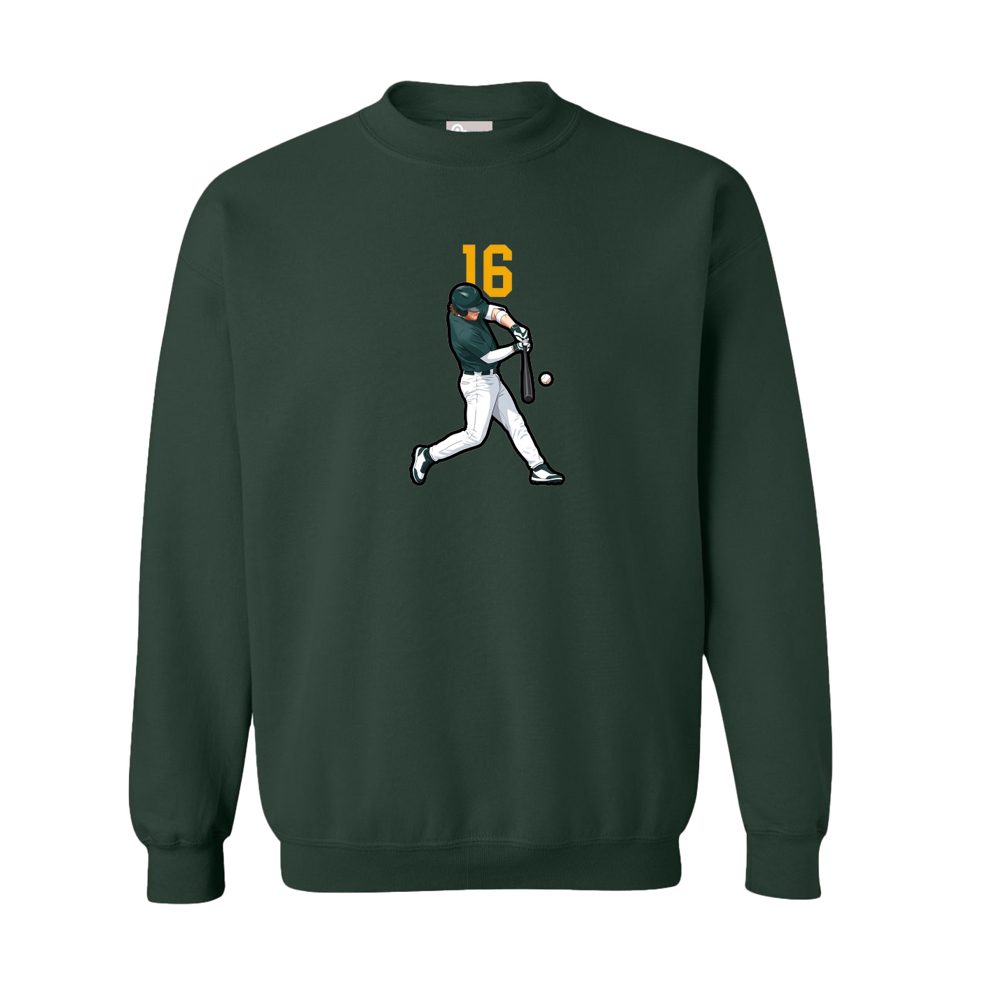 Fleece Crew — Number Top in Green