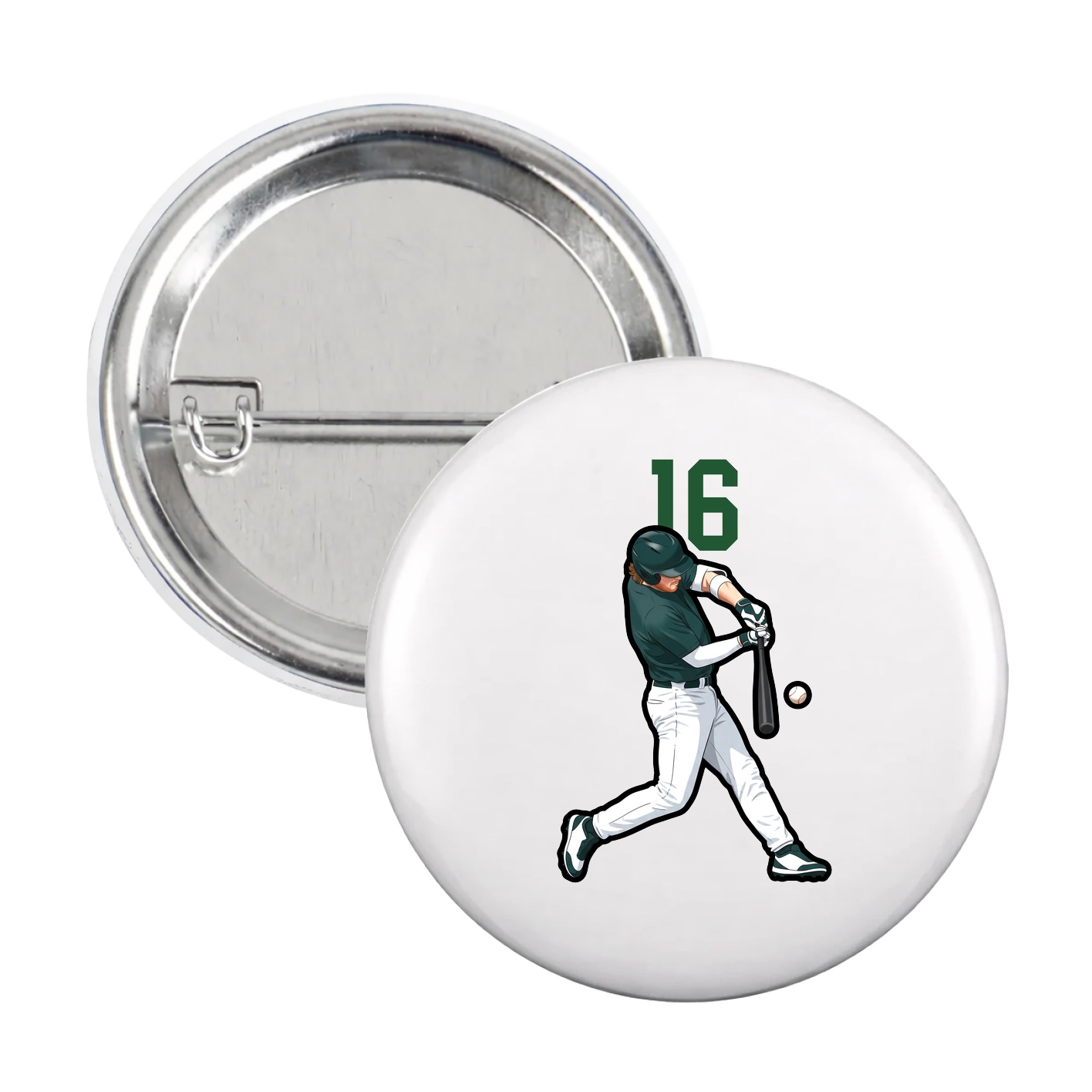 Game Day Button — Number Top in White