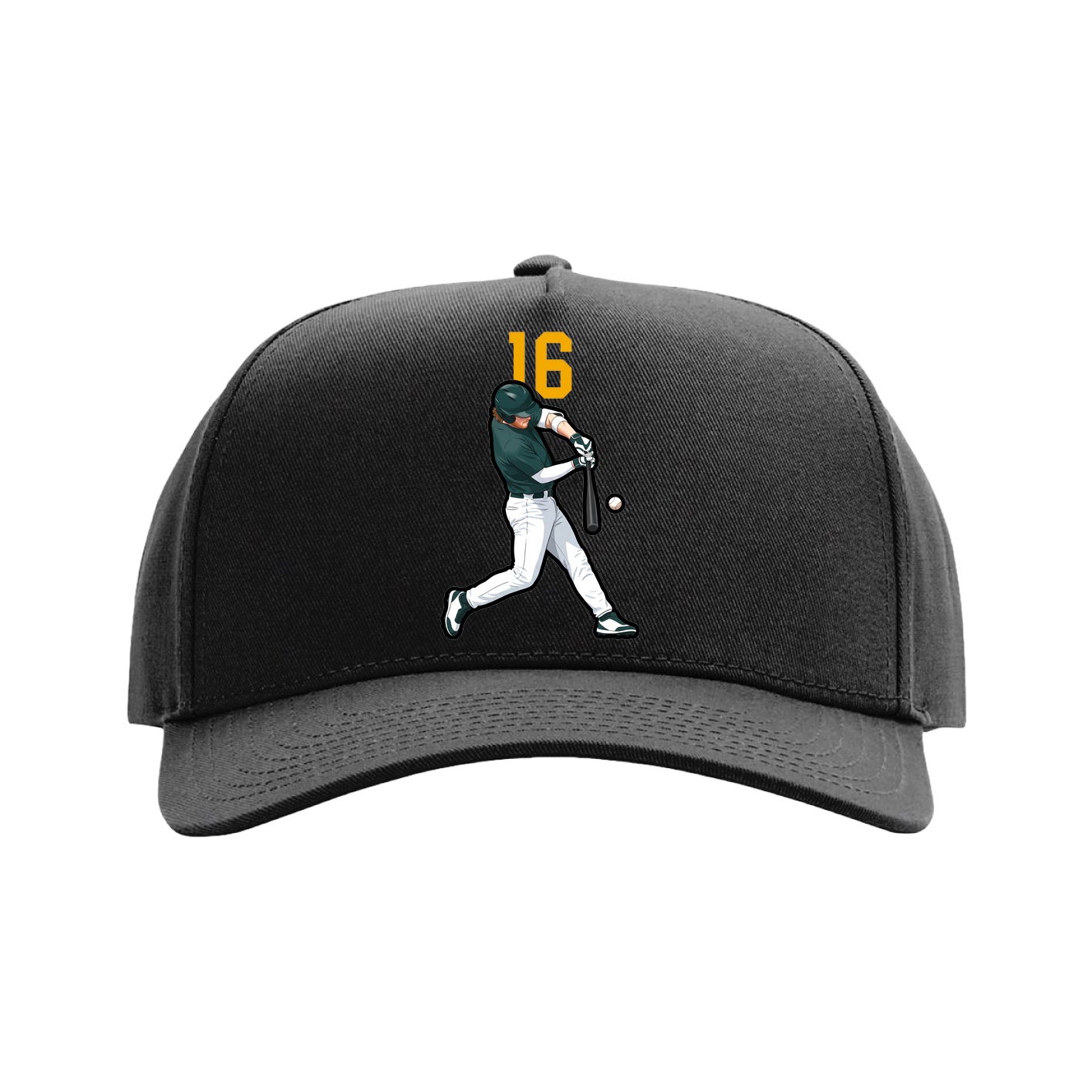 Full Fabric Five-Panel Champ Cap — Number Top in Black