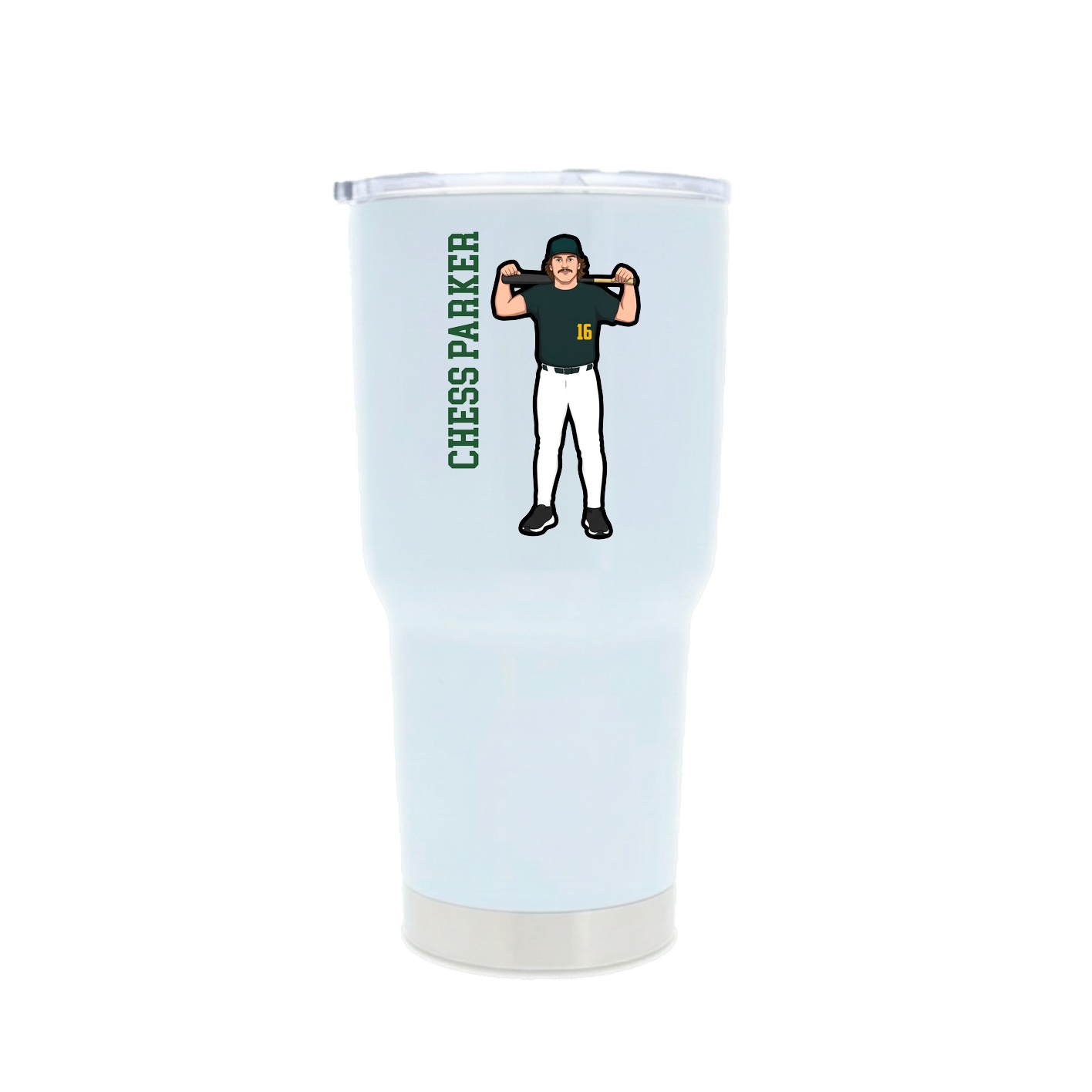 30oz Stainless Steel Tumbler — Name Vertical in White