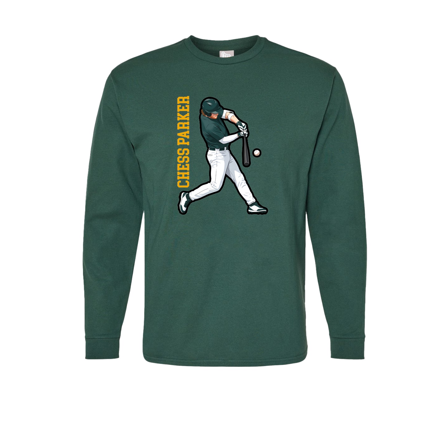 Long Sleeve Tee — Name Vertical in Green
