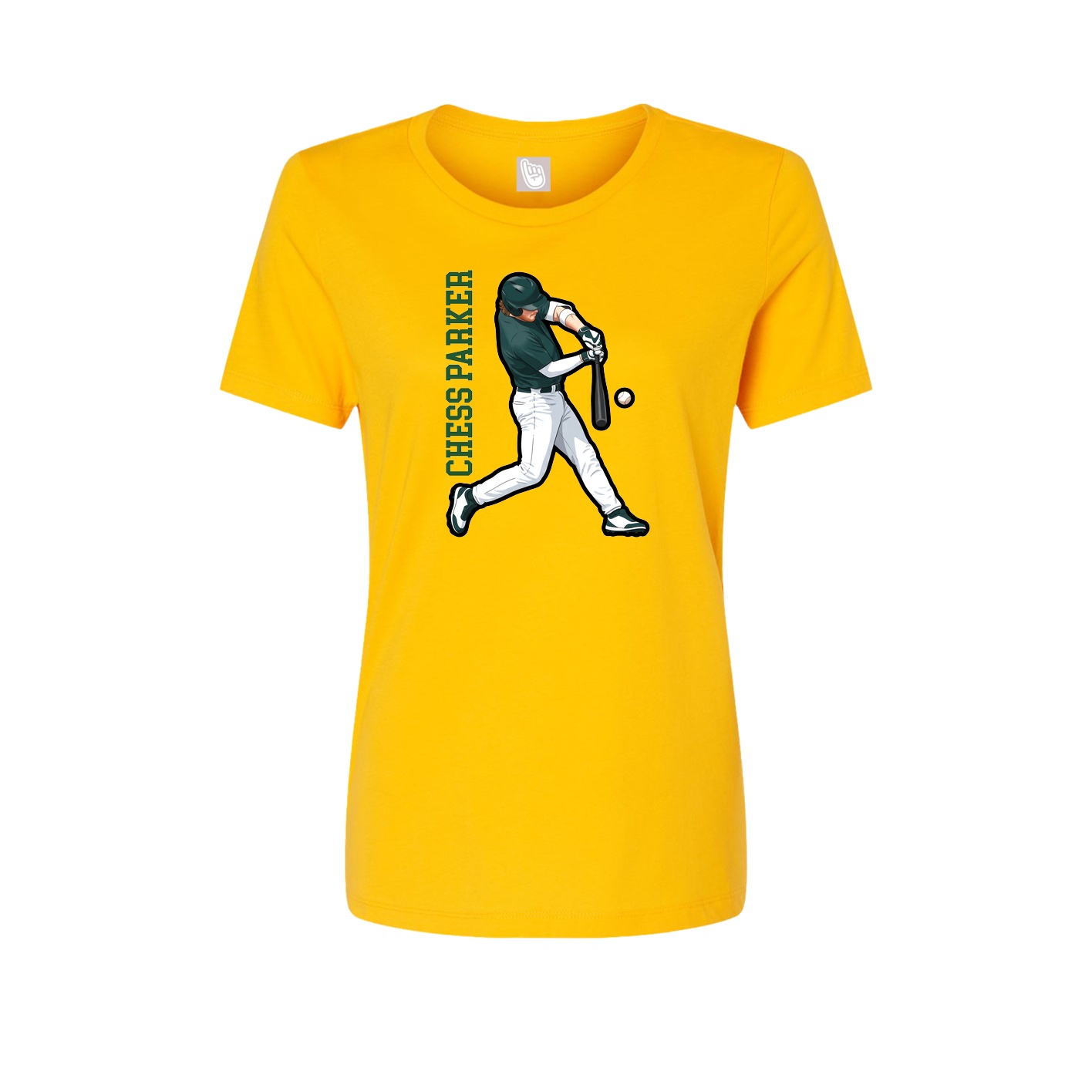 Fitted Women's Tee — Name Vertical in Gold