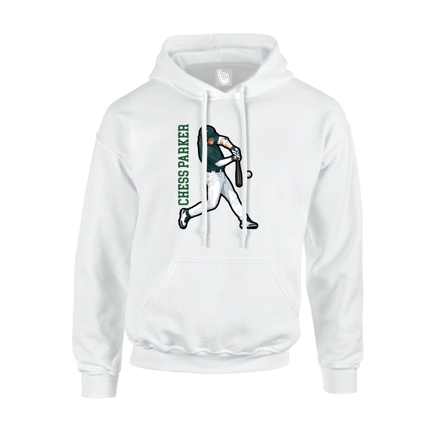 Youth Hoodie — Name Vertical in White