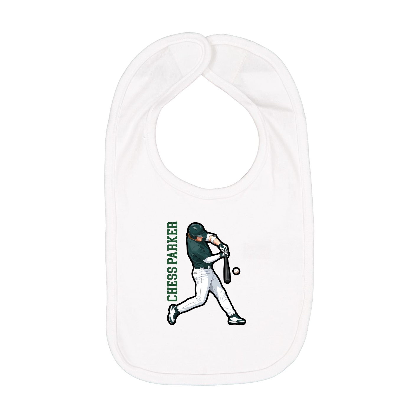 Infant Bib — Name Vertical in White