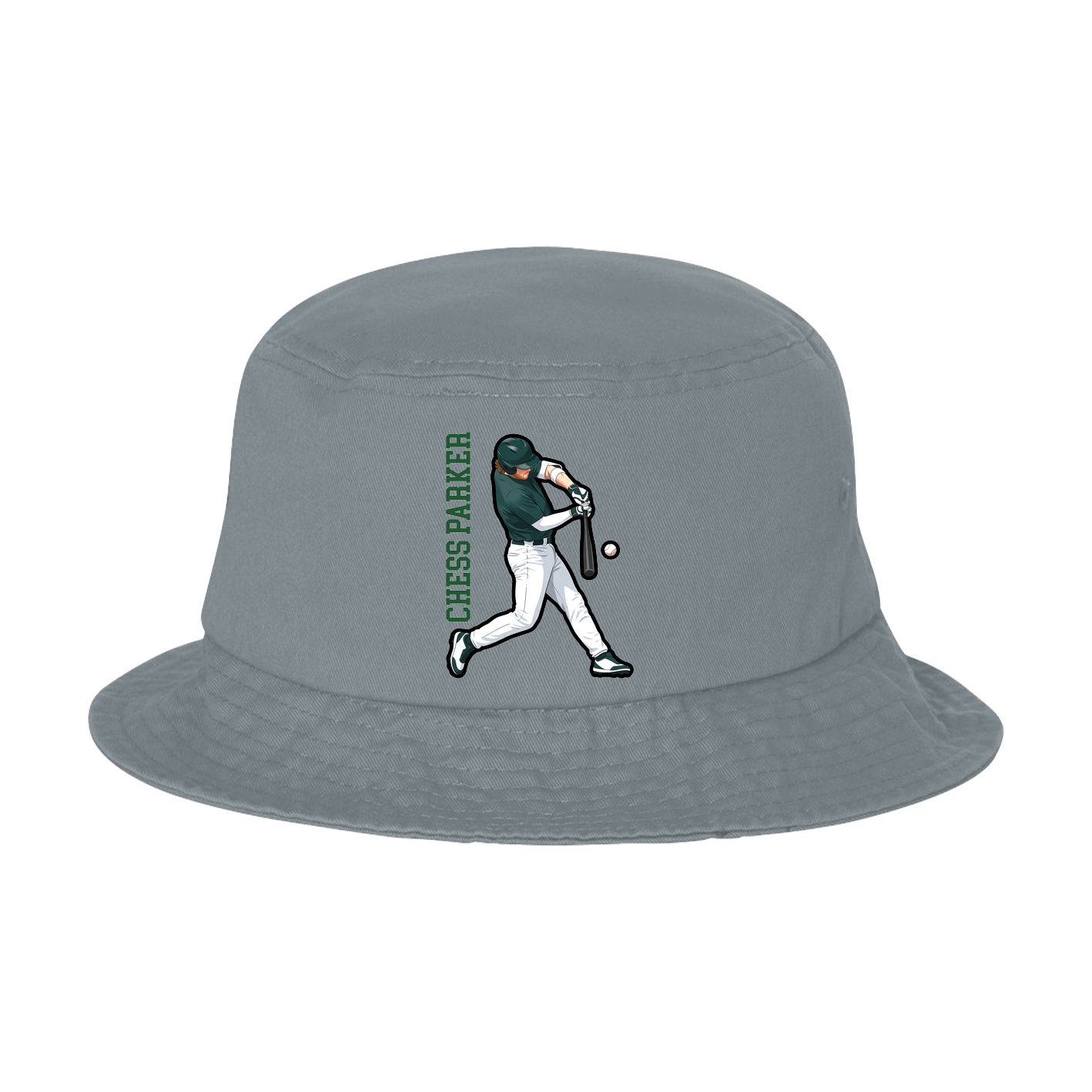 Bucket Cap — Name Vertical in Grey
