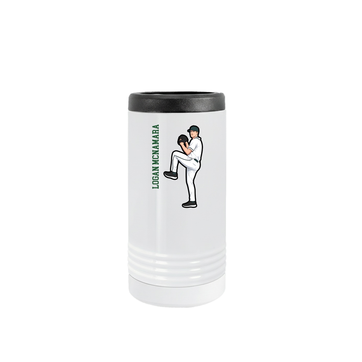 Slim Beverage Holder — Name Vertical in White