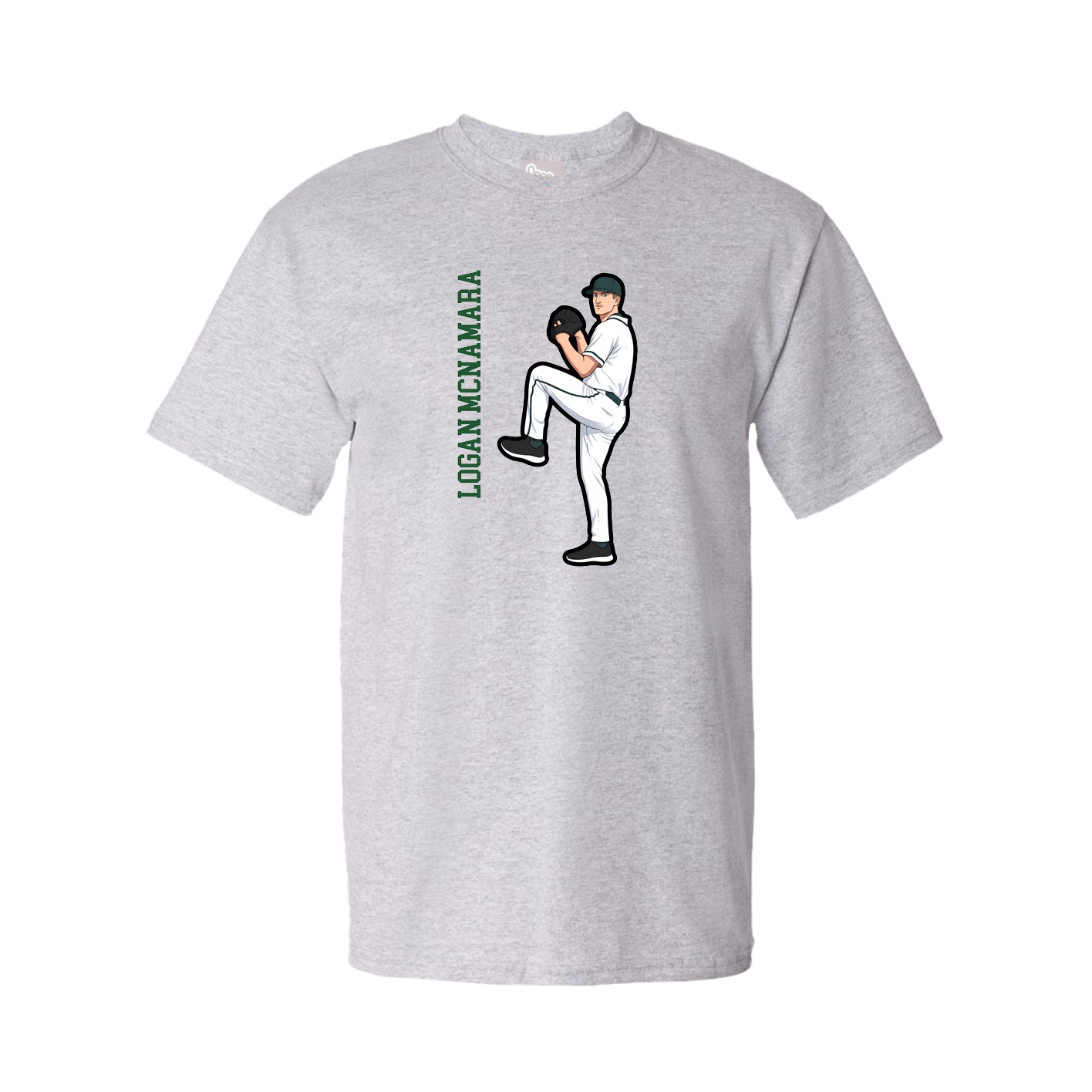 Youth Tee — Name Vertical in Grey