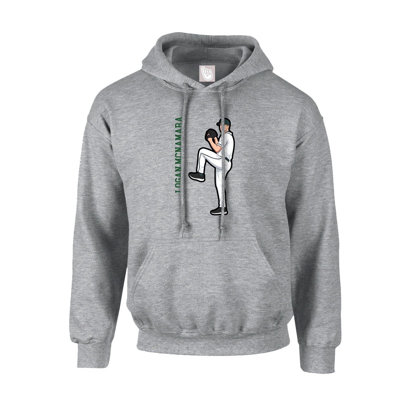 Hoodie — Name Vertical in Grey