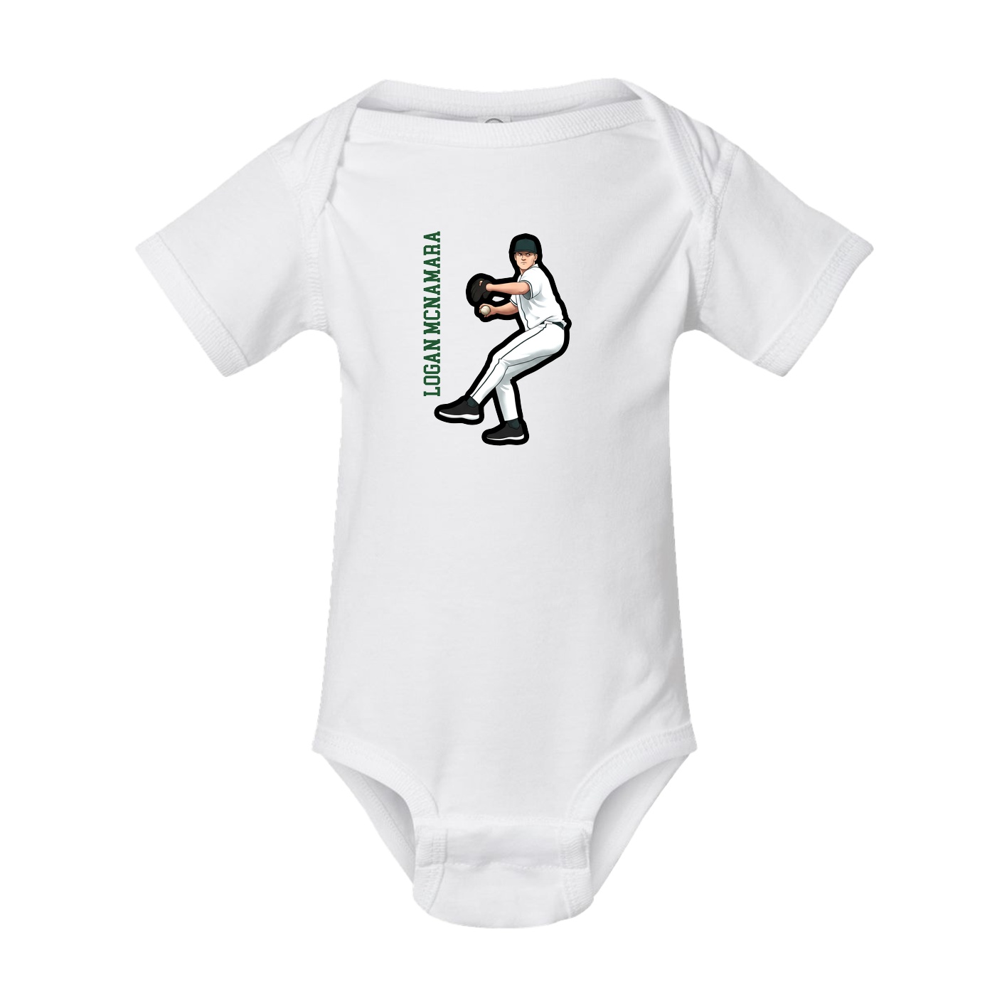 Baby Onesie — Name Vertical in White