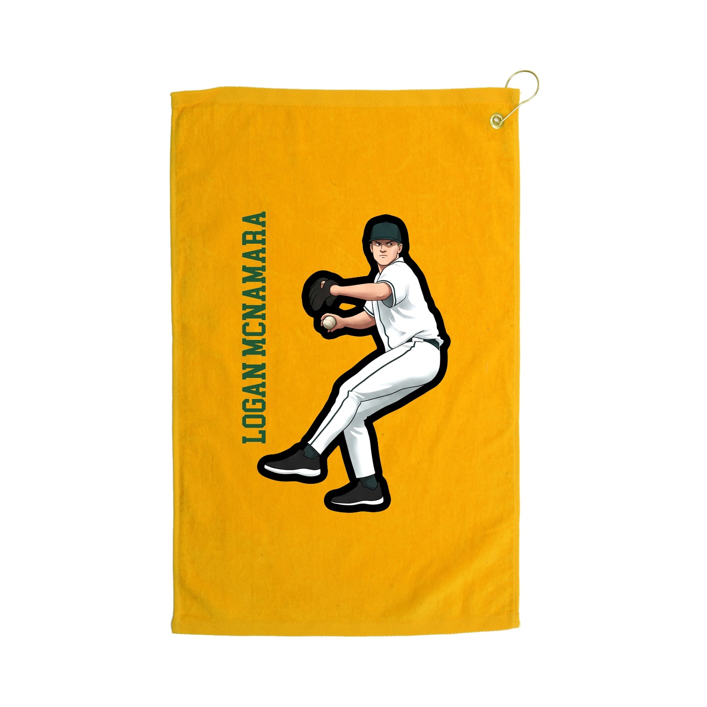 Golf Towel — Name Vertical in Gold