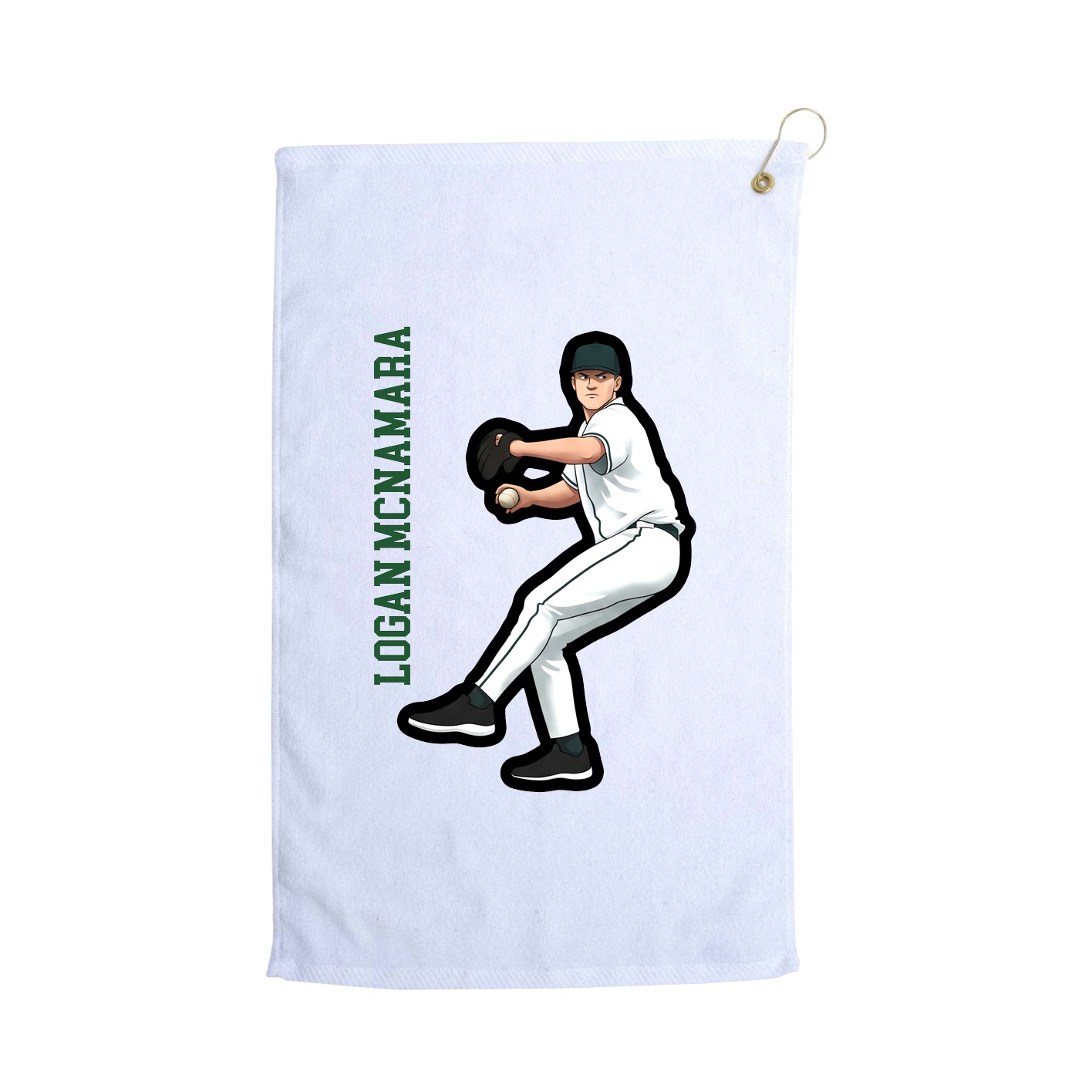 Golf Towel — Name Vertical in White