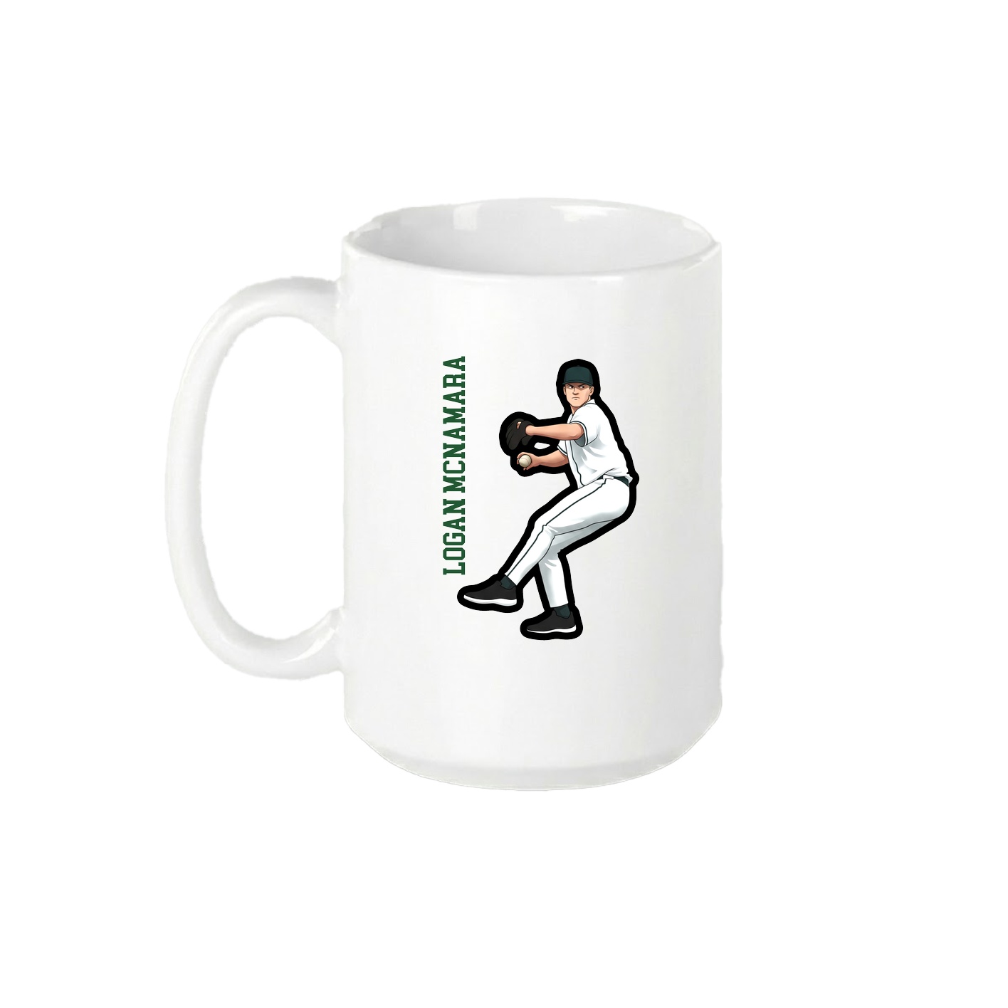 15oz Coffee Mug — Name Vertical in White