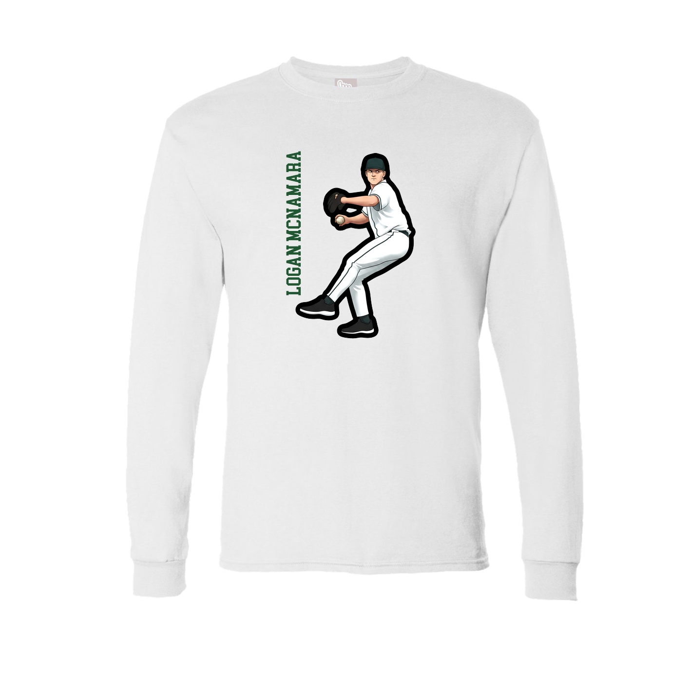 Long Sleeve Tee — Name Vertical in White