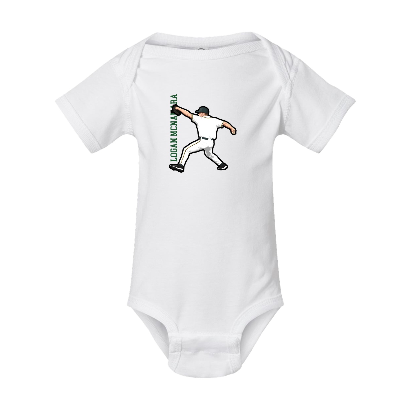Baby Onesie — Name Vertical in White