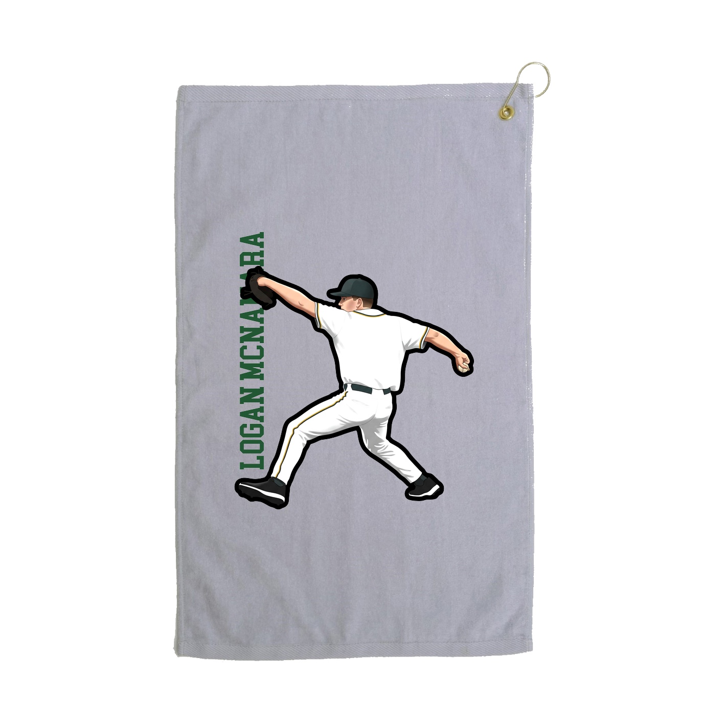 Golf Towel — Name Vertical in Grey