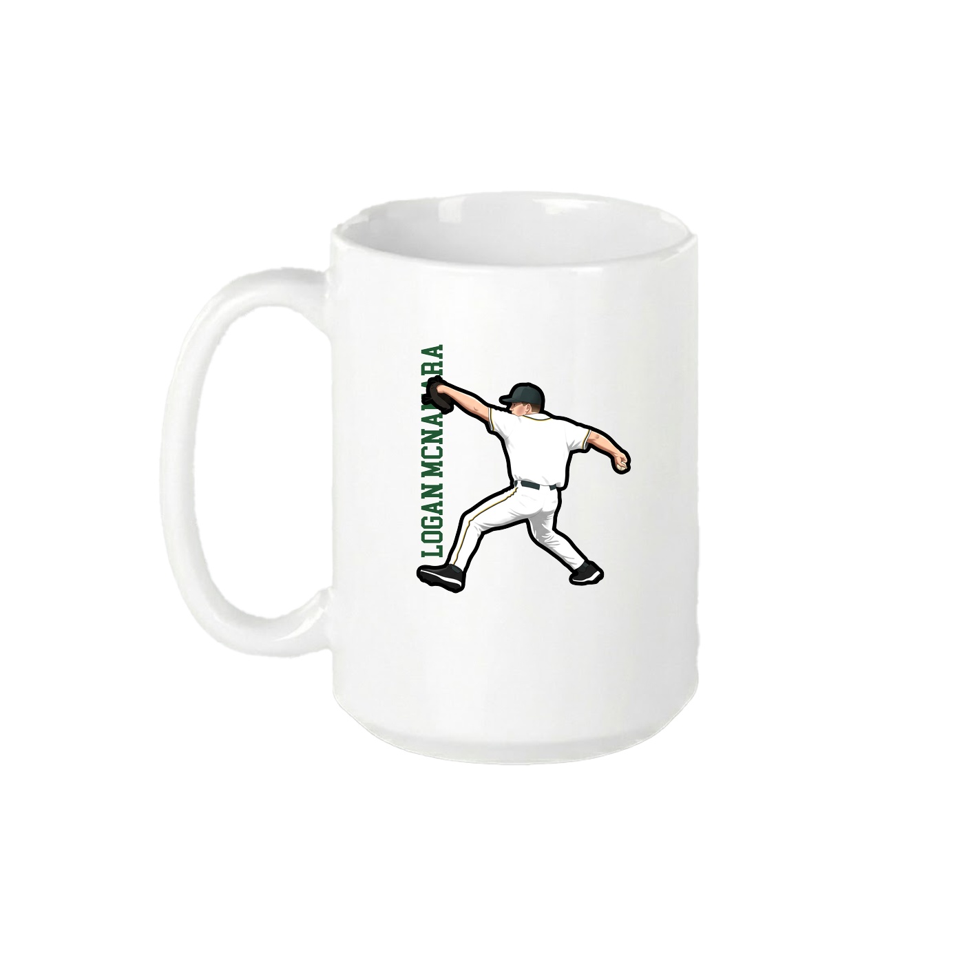 15oz Coffee Mug — Name Vertical in White