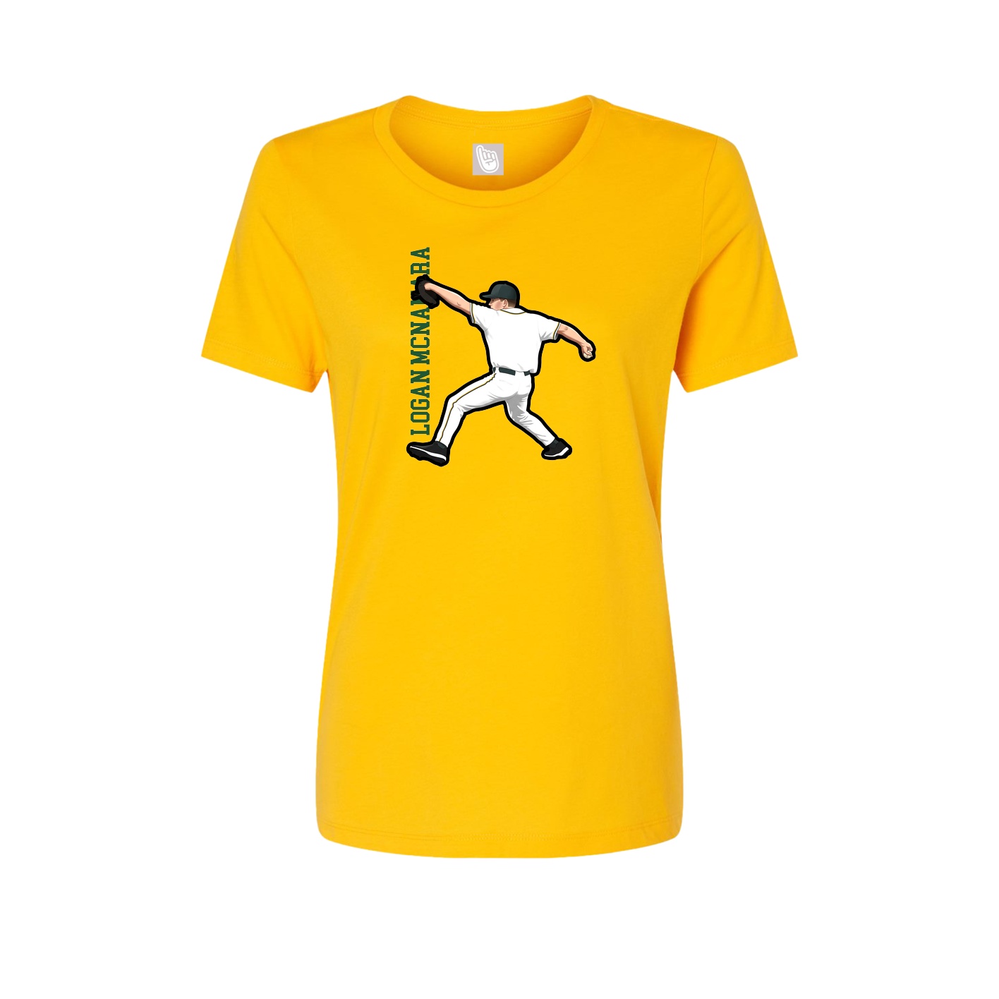 Womens Tee — Name Vertical in Gold