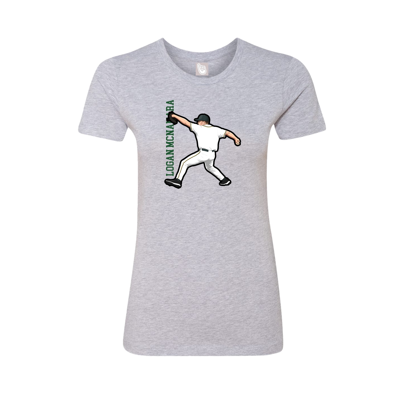 Womens Tee — Name Vertical in Grey