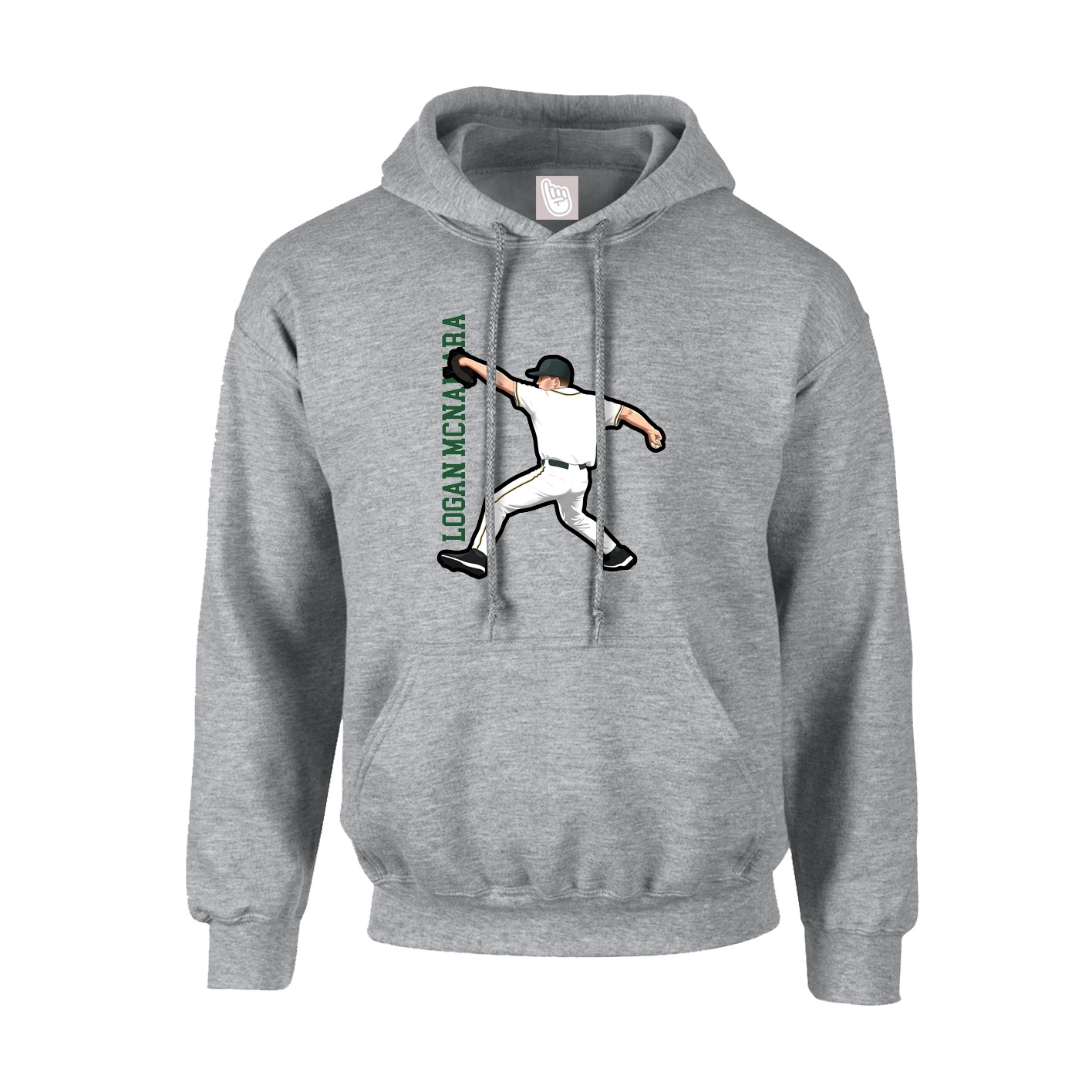Hoodie — Name Vertical in Grey