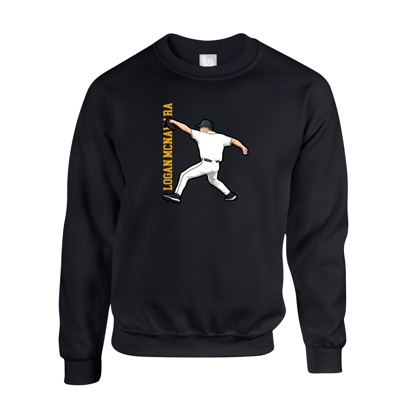 Fleece Crew — Name Vertical in Black