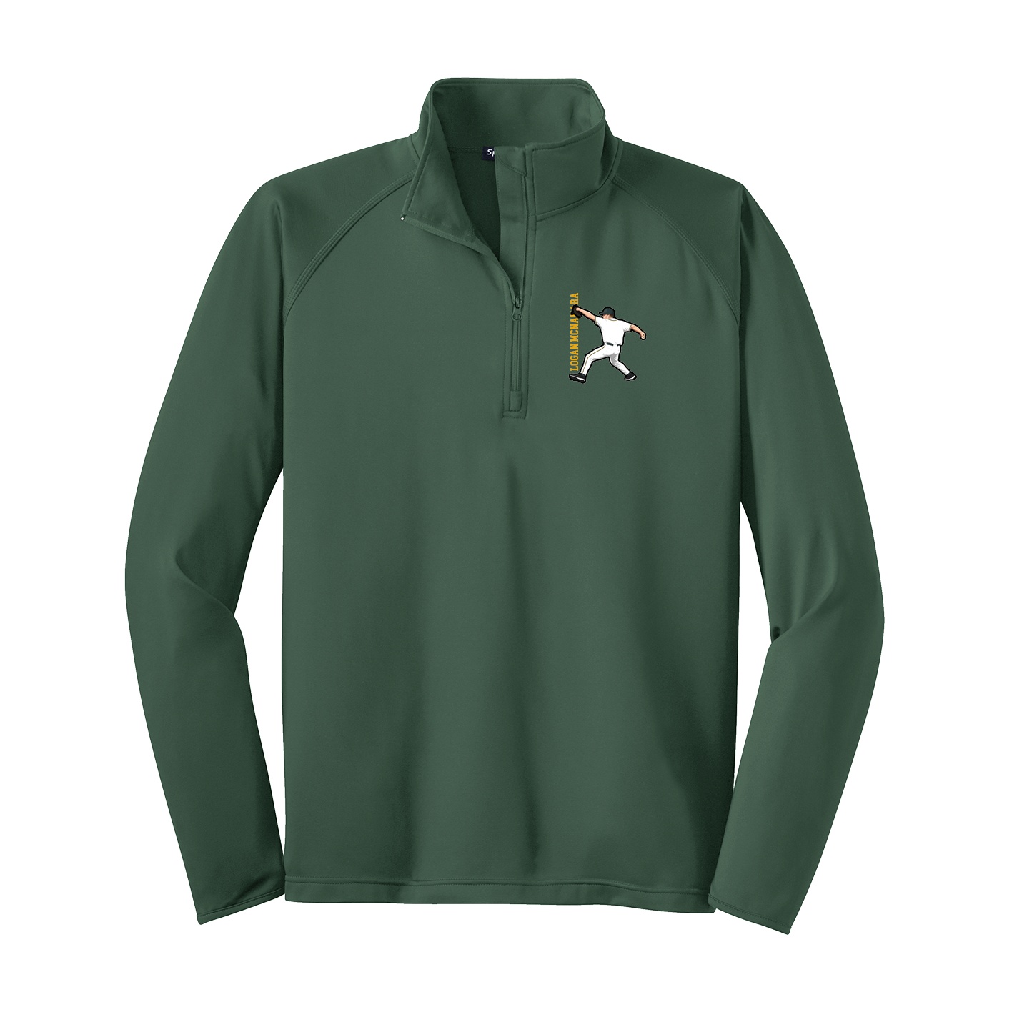 Q-Zip Pullover — Name Vertical in Green