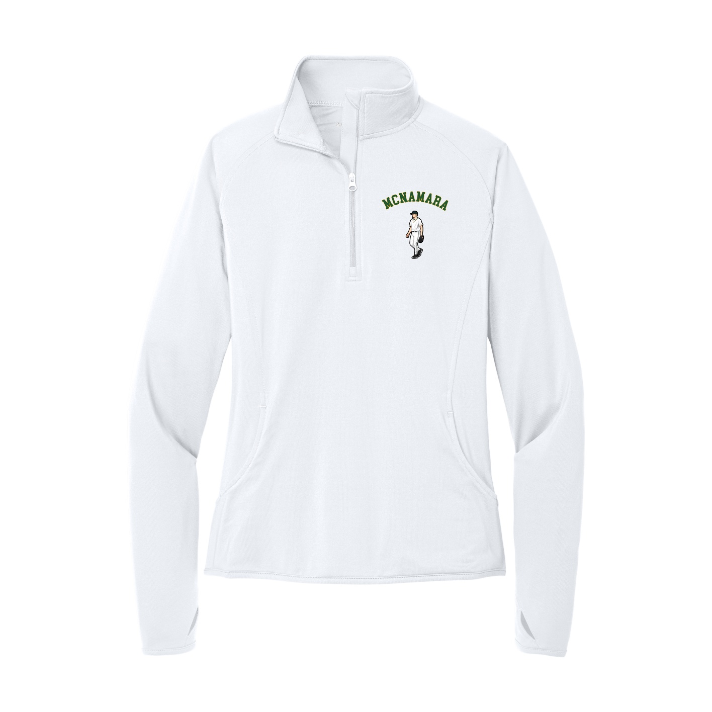 Women's Q-Zip Pullover — Shirsey Arch in White