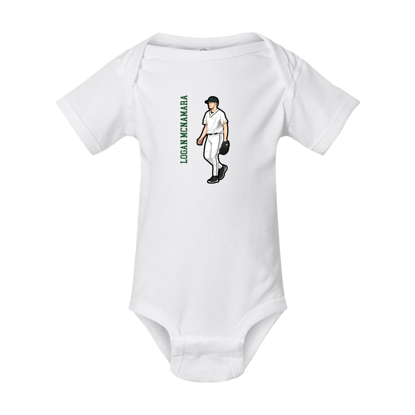 Baby Onesie — Name Vertical in White