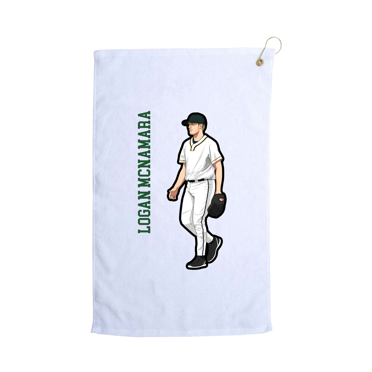 Golf Towel — Name Vertical in White