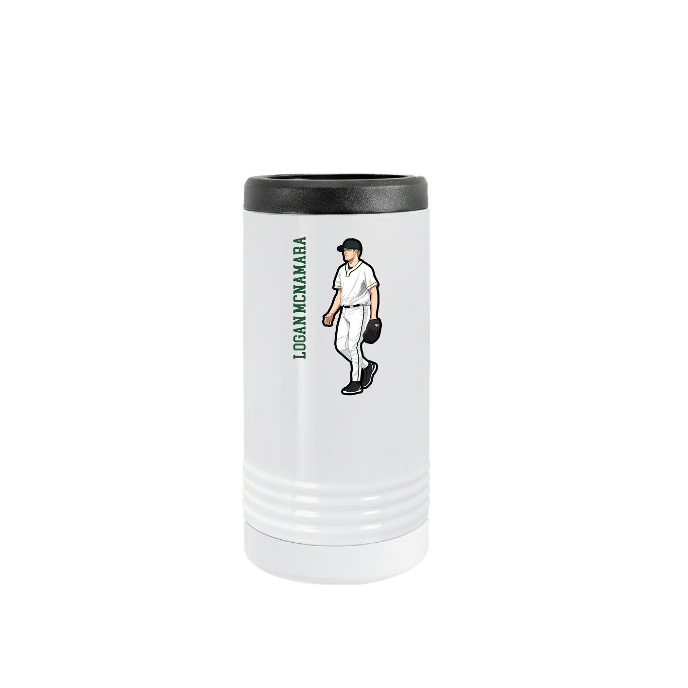 Slim Beverage Holder — Name Vertical in White