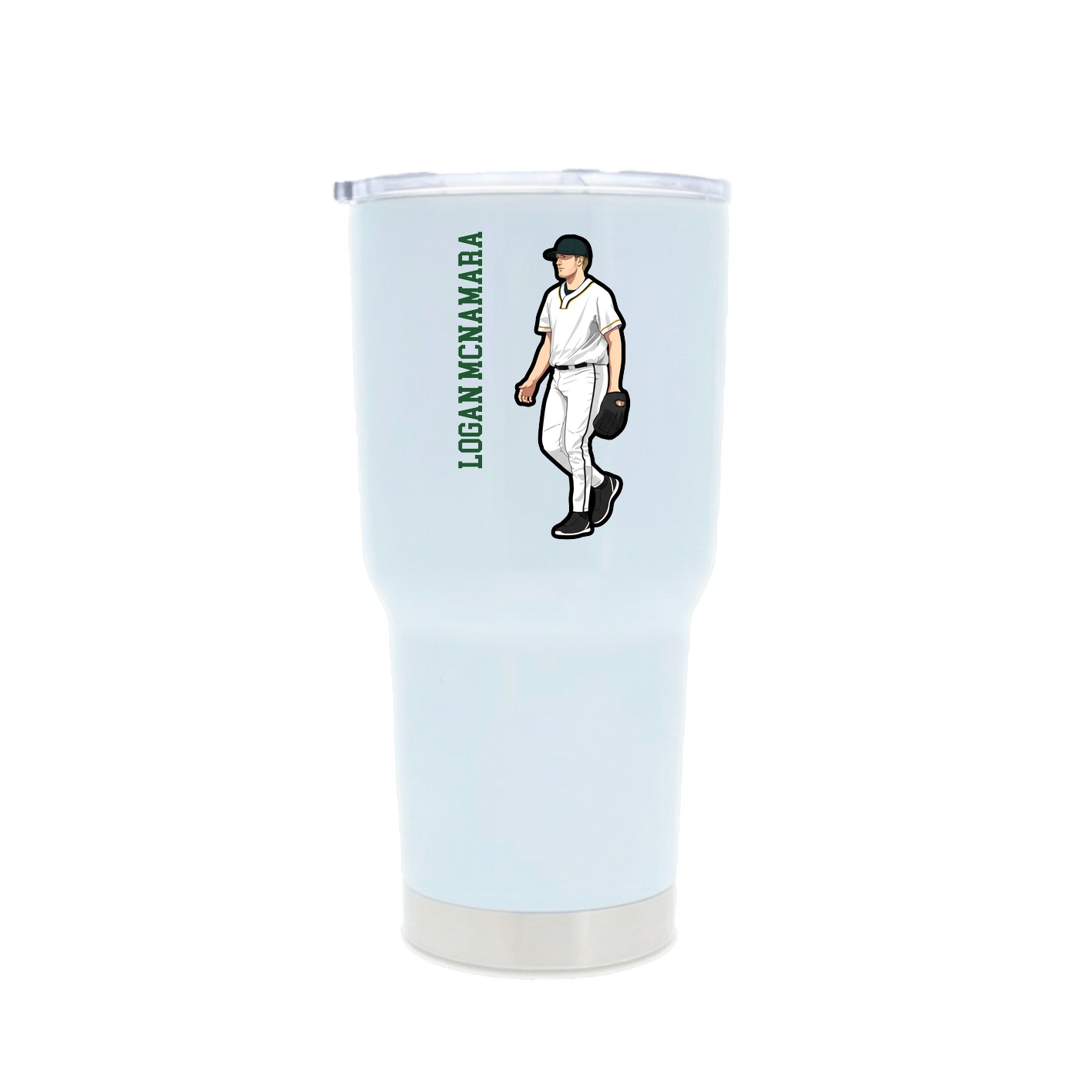 30oz Stainless Steel Tumbler — Name Vertical in White