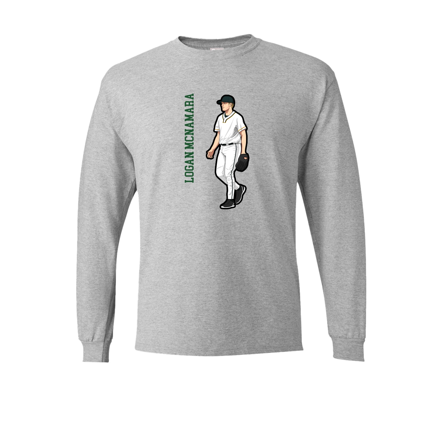 Long Sleeve Tee — Name Vertical in Grey